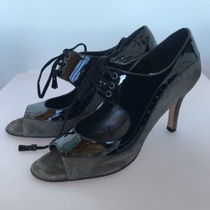 Vaneli peep toe saddle shoes with heel